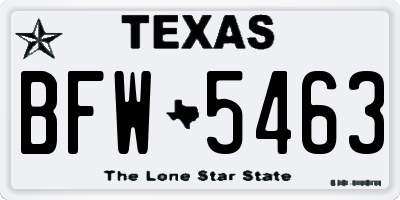 TX license plate BFW5463