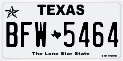 TX license plate BFW5464