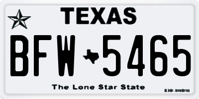 TX license plate BFW5465