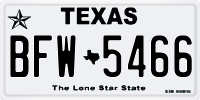 TX license plate BFW5466