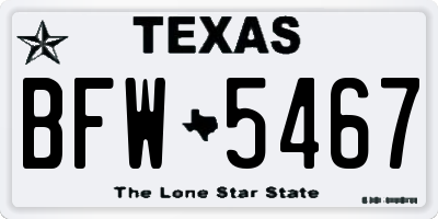 TX license plate BFW5467