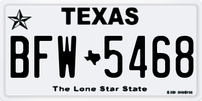 TX license plate BFW5468