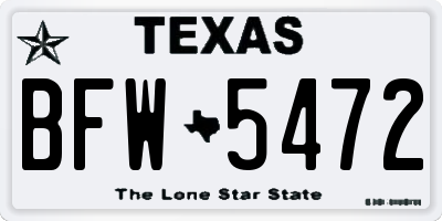 TX license plate BFW5472