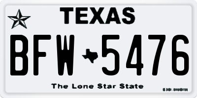TX license plate BFW5476