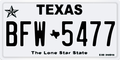 TX license plate BFW5477