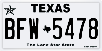 TX license plate BFW5478