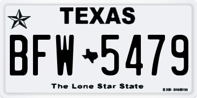 TX license plate BFW5479