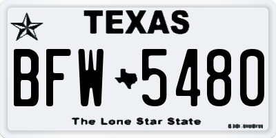 TX license plate BFW5480