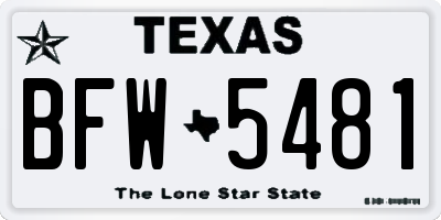 TX license plate BFW5481