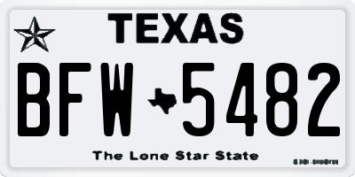 TX license plate BFW5482