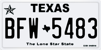 TX license plate BFW5483