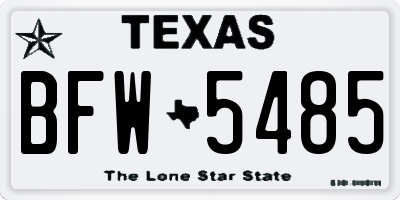 TX license plate BFW5485