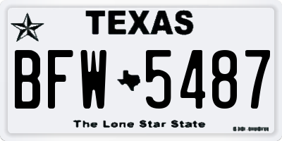 TX license plate BFW5487