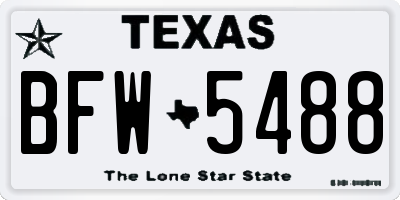 TX license plate BFW5488