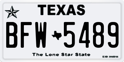 TX license plate BFW5489