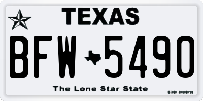 TX license plate BFW5490