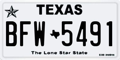 TX license plate BFW5491