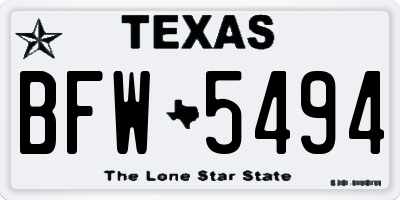 TX license plate BFW5494