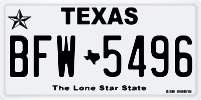TX license plate BFW5496