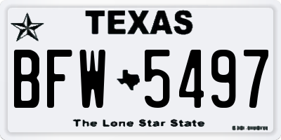 TX license plate BFW5497