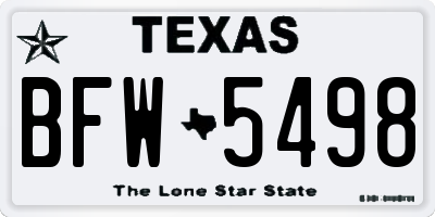 TX license plate BFW5498