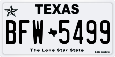 TX license plate BFW5499