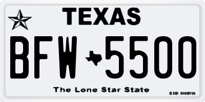 TX license plate BFW5500