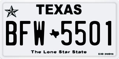 TX license plate BFW5501