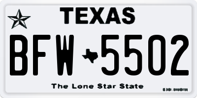 TX license plate BFW5502