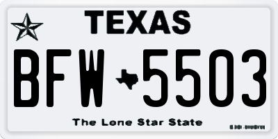TX license plate BFW5503