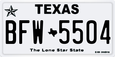 TX license plate BFW5504