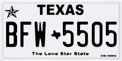 TX license plate BFW5505