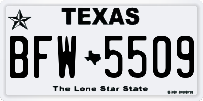 TX license plate BFW5509
