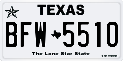 TX license plate BFW5510