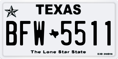 TX license plate BFW5511