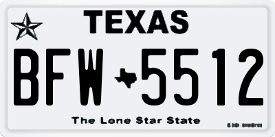 TX license plate BFW5512