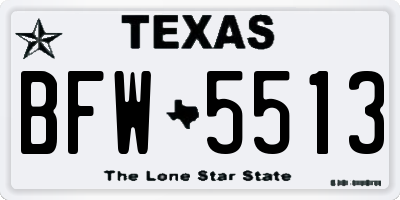 TX license plate BFW5513