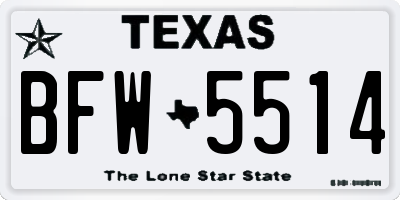TX license plate BFW5514
