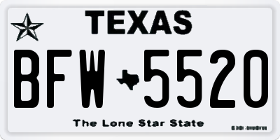 TX license plate BFW5520
