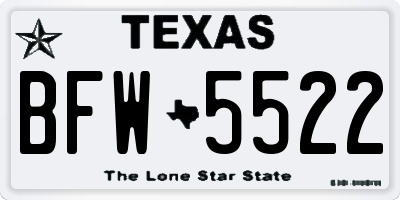 TX license plate BFW5522
