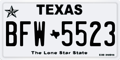 TX license plate BFW5523