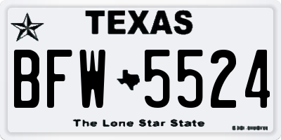 TX license plate BFW5524