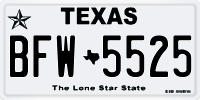TX license plate BFW5525