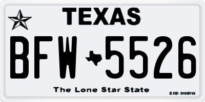 TX license plate BFW5526