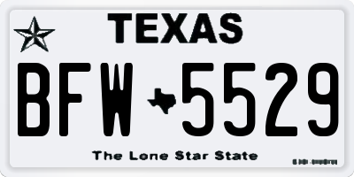 TX license plate BFW5529