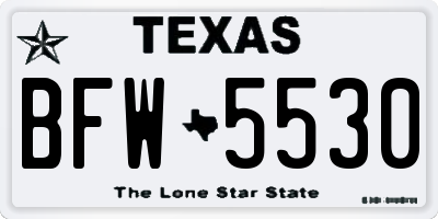 TX license plate BFW5530
