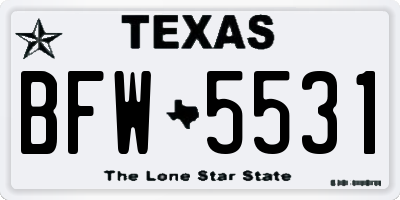 TX license plate BFW5531
