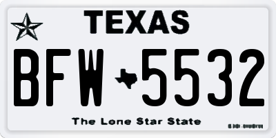 TX license plate BFW5532