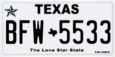 TX license plate BFW5533