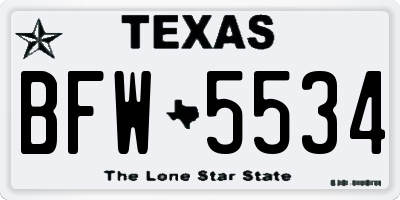 TX license plate BFW5534